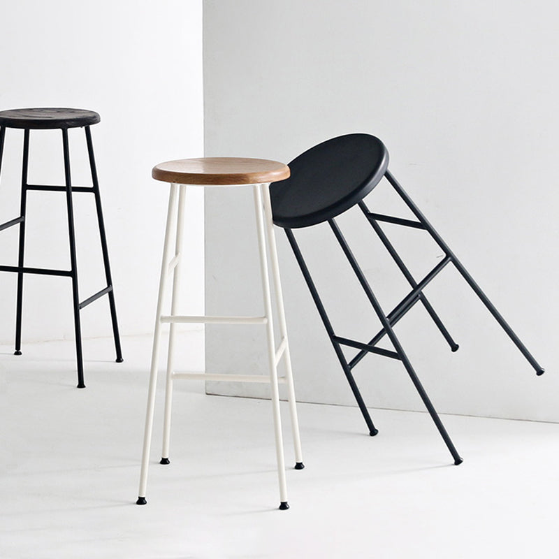 Modern Armless Backless Counter Stool Steel Dessert Shop Bar Stool with Wooden Seat Clearhalo 'Bar Furniture' 'Bar Stools' 'bar_stools' 'furn' 'furn_bar_stools' 'furniture_bar_stools' 'Kitchen & Dining Furniture' 'kitchen&dining_furn' 'kitchen' 'kitchen_furn' Furniture' 4571622