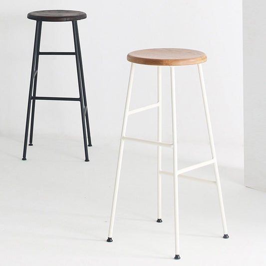 Modern Armless Backless Counter Stool Steel Dessert Shop Bar Stool with Wooden Seat Clearhalo 'Bar Furniture' 'Bar Stools' 'bar_stools' 'furn' 'furn_bar_stools' 'furniture_bar_stools' 'Kitchen & Dining Furniture' 'kitchen&dining_furn' 'kitchen' 'kitchen_furn' Furniture' 4571625