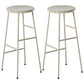 Modern Armless Backless Counter Stool Steel Dessert Shop Bar Stool with Wooden Seat Off-White 2 Piece Set Bar Stool(30"H) Clearhalo 'Bar Furniture' 'Bar Stools' 'bar_stools' 'furn' 'furn_bar_stools' 'furniture_bar_stools' 'Kitchen & Dining Furniture' 'kitchen&dining_furn' 'kitchen' 'kitchen_furn' Furniture' 4571626