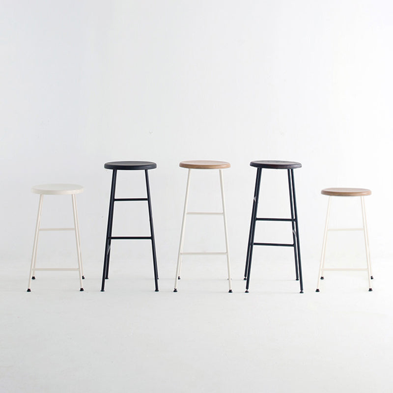 Modern Armless Backless Counter Stool Steel Dessert Shop Bar Stool with Wooden Seat Clearhalo 'Bar Furniture' 'Bar Stools' 'bar_stools' 'furn' 'furn_bar_stools' 'furniture_bar_stools' 'Kitchen & Dining Furniture' 'kitchen&dining_furn' 'kitchen' 'kitchen_furn' Furniture' 4571629
