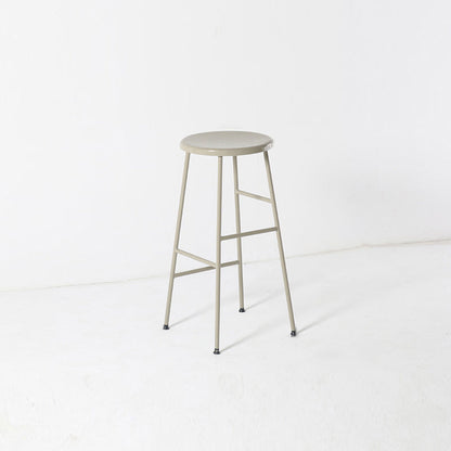 Modern Armless Backless Counter Stool Steel Dessert Shop Bar Stool with Wooden Seat Off-White 1 Piece Counter Stool(26"H) Clearhalo 'Bar Furniture' 'Bar Stools' 'bar_stools' 'furn' 'furn_bar_stools' 'furniture_bar_stools' 'Kitchen & Dining Furniture' 'kitchen&dining_furn' 'kitchen' 'kitchen_furn' Furniture' 4571631