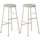 Modern Armless Backless Counter Stool Steel Dessert Shop Bar Stool with Wooden Seat Off-White 2 Piece Set Counter Stool(26"H) Clearhalo 'Bar Furniture' 'Bar Stools' 'bar_stools' 'furn' 'furn_bar_stools' 'furniture_bar_stools' 'Kitchen & Dining Furniture' 'kitchen&dining_furn' 'kitchen' 'kitchen_furn' Furniture' 4571633