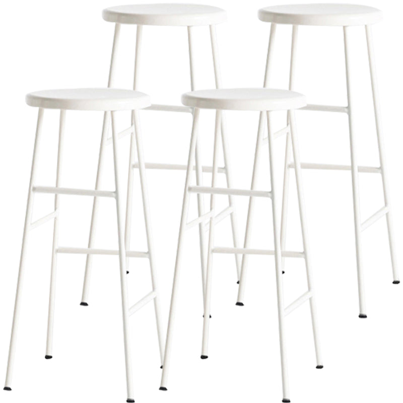 Modern Armless Backless Counter Stool Steel Dessert Shop Bar Stool with Wooden Seat White 4 Piece Set Bar Stool(30"H) Clearhalo 'Bar Furniture' 'Bar Stools' 'bar_stools' 'furn' 'furn_bar_stools' 'furniture_bar_stools' 'Kitchen & Dining Furniture' 'kitchen&dining_furn' 'kitchen' 'kitchen_furn' Furniture' 4571641