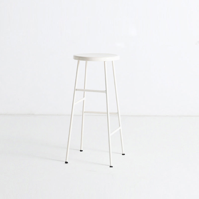 Modern Armless Backless Counter Stool Steel Dessert Shop Bar Stool with Wooden Seat White 1 Piece Bar Stool(30"H) Clearhalo 'Bar Furniture' 'Bar Stools' 'bar_stools' 'furn' 'furn_bar_stools' 'furniture_bar_stools' 'Kitchen & Dining Furniture' 'kitchen&dining_furn' 'kitchen' 'kitchen_furn' Furniture' 4571642