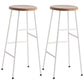 Modern Armless Backless Counter Stool Steel Dessert Shop Bar Stool with Wooden Seat Gloss White 2 Piece Set Bar Stool(30"H) Clearhalo 'Bar Furniture' 'Bar Stools' 'bar_stools' 'furn' 'furn_bar_stools' 'furniture_bar_stools' 'Kitchen & Dining Furniture' 'kitchen&dining_furn' 'kitchen' 'kitchen_furn' Furniture' 4571651