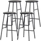 Modern Armless Backless Counter Stool Steel Dessert Shop Bar Stool with Wooden Seat Black 4 Piece Set Counter Stool(26"H) Clearhalo 'Bar Furniture' 'Bar Stools' 'bar_stools' 'furn' 'furn_bar_stools' 'furniture_bar_stools' 'Kitchen & Dining Furniture' 'kitchen&dining_furn' 'kitchen' 'kitchen_furn' Furniture' 4571652