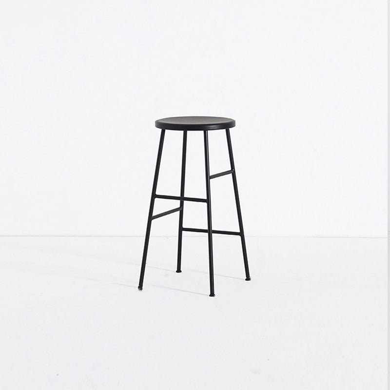 Modern Armless Backless Counter Stool Steel Dessert Shop Bar Stool with Wooden Seat Black 1 Piece Counter Stool(26"H) Clearhalo 'Bar Furniture' 'Bar Stools' 'bar_stools' 'furn' 'furn_bar_stools' 'furniture_bar_stools' 'Kitchen & Dining Furniture' 'kitchen&dining_furn' 'kitchen' 'kitchen_furn' Furniture' 4571653