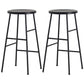Modern Armless Backless Counter Stool Steel Dessert Shop Bar Stool with Wooden Seat Black 2 Piece Set Counter Stool(26"H) Clearhalo 'Bar Furniture' 'Bar Stools' 'bar_stools' 'furn' 'furn_bar_stools' 'furniture_bar_stools' 'Kitchen & Dining Furniture' 'kitchen&dining_furn' 'kitchen' 'kitchen_furn' Furniture' 4571654