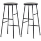 Modern Armless Backless Counter Stool Steel Dessert Shop Bar Stool with Wooden Seat Black 2 Piece Set Bar Stool(30"H) Clearhalo 'Bar Furniture' 'Bar Stools' 'bar_stools' 'furn' 'furn_bar_stools' 'furniture_bar_stools' 'Kitchen & Dining Furniture' 'kitchen&dining_furn' 'kitchen' 'kitchen_furn' Furniture' 4571657