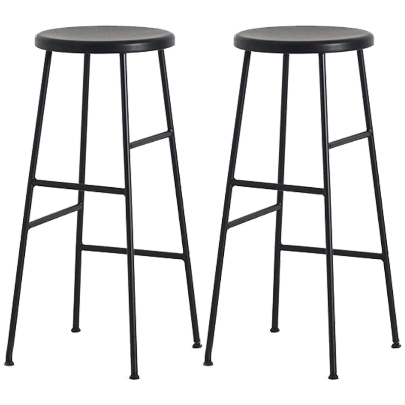 Modern Armless Backless Counter Stool Steel Dessert Shop Bar Stool with Wooden Seat Black 2 Piece Set Bar Stool(30"H) Clearhalo 'Bar Furniture' 'Bar Stools' 'bar_stools' 'furn' 'furn_bar_stools' 'furniture_bar_stools' 'Kitchen & Dining Furniture' 'kitchen&dining_furn' 'kitchen' 'kitchen_furn' Furniture' 4571657
