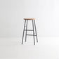 Modern Armless Backless Counter Stool Steel Dessert Shop Bar Stool with Wooden Seat Gloss Black 1 Piece Counter Stool(26"H) Clearhalo 'Bar Furniture' 'Bar Stools' 'bar_stools' 'furn' 'furn_bar_stools' 'furniture_bar_stools' 'Kitchen & Dining Furniture' 'kitchen&dining_furn' 'kitchen' 'kitchen_furn' Furniture' 4571662