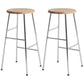 Modern Armless Backless Counter Stool Steel Dessert Shop Bar Stool with Wooden Seat Silver 2 Piece Set Counter Stool(26"H) Clearhalo 'Bar Furniture' 'Bar Stools' 'bar_stools' 'furn' 'furn_bar_stools' 'furniture_bar_stools' 'Kitchen & Dining Furniture' 'kitchen&dining_furn' 'kitchen' 'kitchen_furn' Furniture' 4571666
