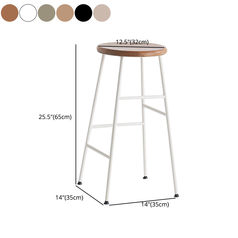 Modern Armless Backless Counter Stool Steel Dessert Shop Bar Stool with Wooden Seat Clearhalo 'Bar Furniture' 'Bar Stools' 'bar_stools' 'furn' 'furn_bar_stools' 'furniture_bar_stools' 'Kitchen & Dining Furniture' 'kitchen&dining_furn' 'kitchen' 'kitchen_furn' Furniture' 4571667