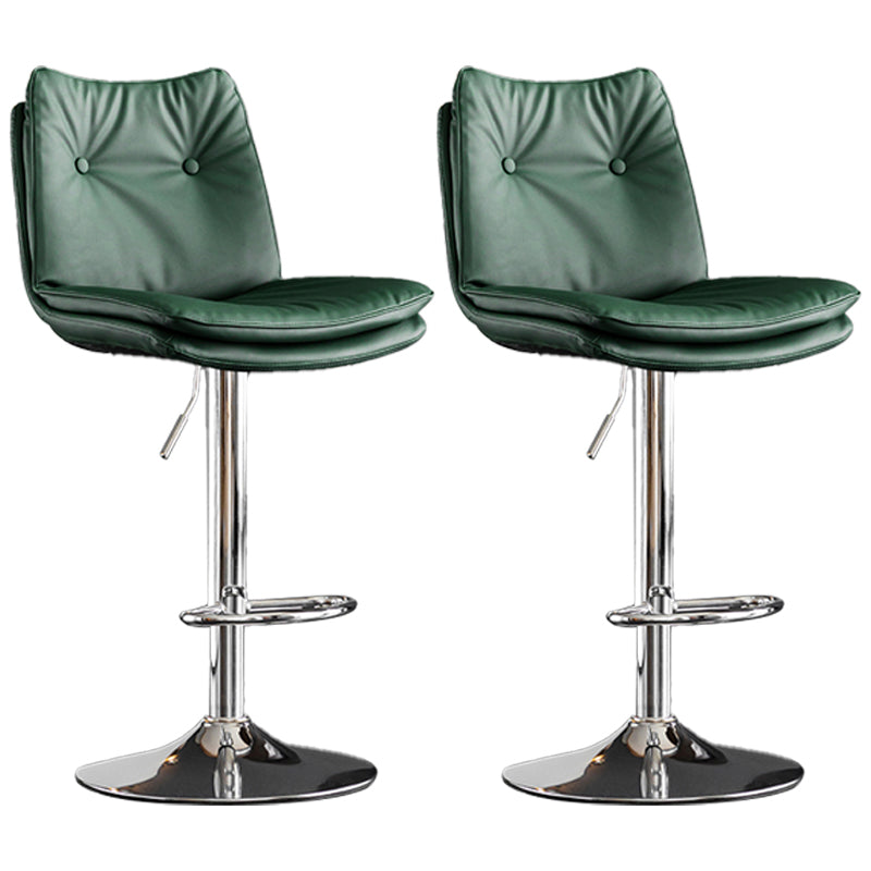 Contemporary Swivel Adjustable Height Barstool Indoor Bar Stool with Low Back Green Silver 2 Piece Set Clearhalo 'Bar Furniture' 'Bar Stools' 'bar_stools' 'furn' 'furn_bar_stools' 'furniture_bar_stools' 'Kitchen & Dining Furniture' 'kitchen&dining_furn' 'kitchen' 'kitchen_furn' Furniture' 4571680