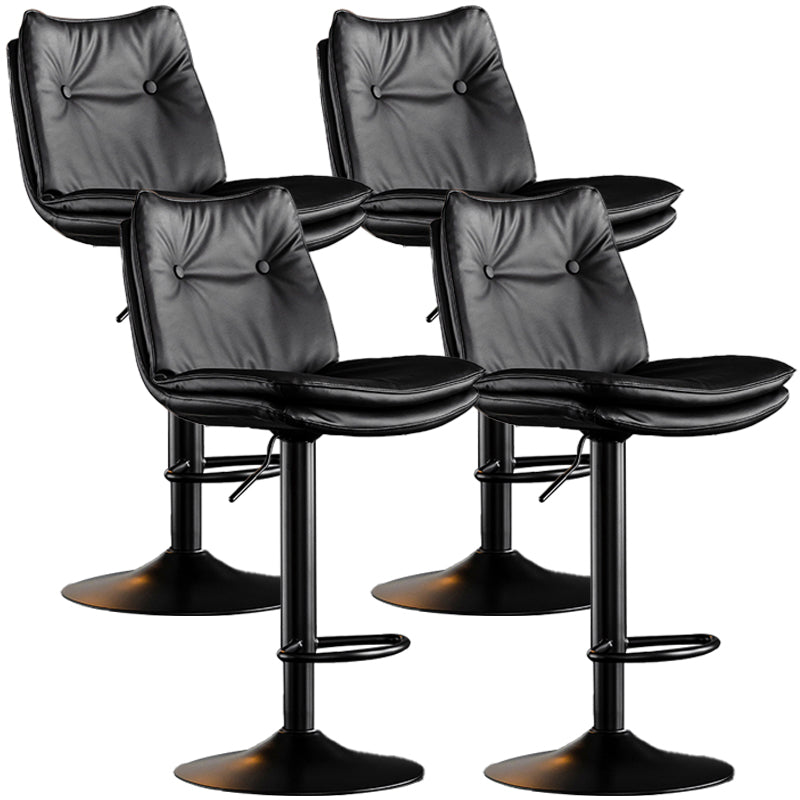 Contemporary Swivel Adjustable Height Barstool Indoor Bar Stool with Low Back Black Black 4 Piece Set Clearhalo 'Bar Furniture' 'Bar Stools' 'bar_stools' 'furn' 'furn_bar_stools' 'furniture_bar_stools' 'Kitchen & Dining Furniture' 'kitchen&dining_furn' 'kitchen' 'kitchen_furn' Furniture' 4571682