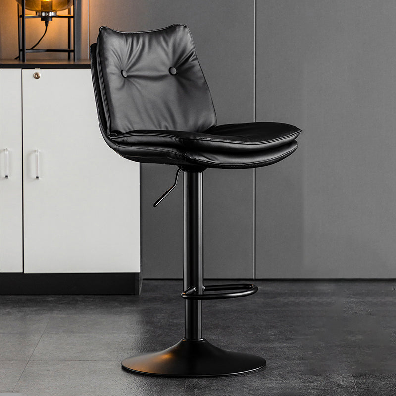 Contemporary Swivel Adjustable Height Barstool Indoor Bar Stool with Low Back Black Black 1 Piece Clearhalo 'Bar Furniture' 'Bar Stools' 'bar_stools' 'furn' 'furn_bar_stools' 'furniture_bar_stools' 'Kitchen & Dining Furniture' 'kitchen&dining_furn' 'kitchen' 'kitchen_furn' Furniture' 4571684