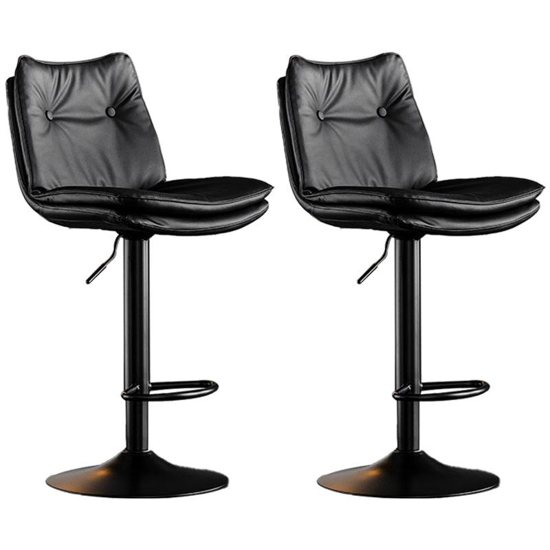 Contemporary Swivel Adjustable Height Barstool Indoor Bar Stool with Low Back Black Black 2 Piece Set Clearhalo 'Bar Furniture' 'Bar Stools' 'bar_stools' 'furn' 'furn_bar_stools' 'furniture_bar_stools' 'Kitchen & Dining Furniture' 'kitchen&dining_furn' 'kitchen' 'kitchen_furn' Furniture' 4571686