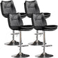 Contemporary Swivel Adjustable Height Barstool Indoor Bar Stool with Low Back Black Silver 4 Piece Set Clearhalo 'Bar Furniture' 'Bar Stools' 'bar_stools' 'furn' 'furn_bar_stools' 'furniture_bar_stools' 'Kitchen & Dining Furniture' 'kitchen&dining_furn' 'kitchen' 'kitchen_furn' Furniture' 4571688