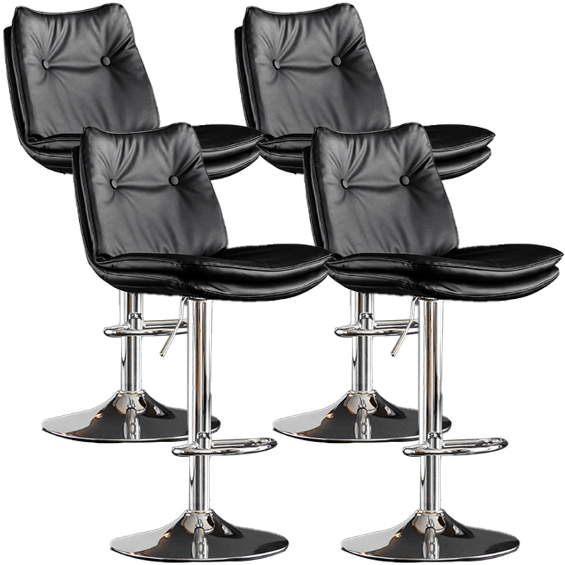 Contemporary Swivel Adjustable Height Barstool Indoor Bar Stool with Low Back Black Silver 4 Piece Set Clearhalo 'Bar Furniture' 'Bar Stools' 'bar_stools' 'furn' 'furn_bar_stools' 'furniture_bar_stools' 'Kitchen & Dining Furniture' 'kitchen&dining_furn' 'kitchen' 'kitchen_furn' Furniture' 4571688