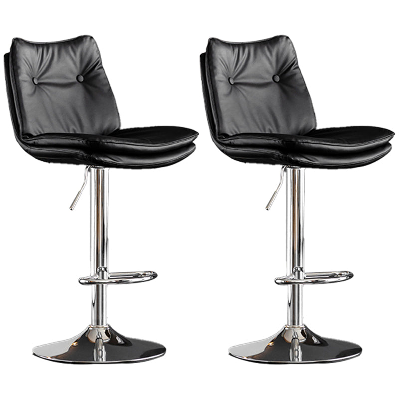 Contemporary Swivel Adjustable Height Barstool Indoor Bar Stool with Low Back Black Silver 2 Piece Set Clearhalo 'Bar Furniture' 'Bar Stools' 'bar_stools' 'furn' 'furn_bar_stools' 'furniture_bar_stools' 'Kitchen & Dining Furniture' 'kitchen&dining_furn' 'kitchen' 'kitchen_furn' Furniture' 4571692