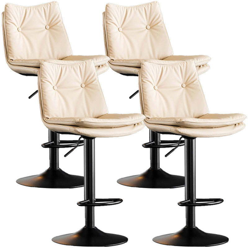 Contemporary Swivel Adjustable Height Barstool Indoor Bar Stool with Low Back White Black 4 Piece Set Clearhalo 'Bar Furniture' 'Bar Stools' 'bar_stools' 'furn' 'furn_bar_stools' 'furniture_bar_stools' 'Kitchen & Dining Furniture' 'kitchen&dining_furn' 'kitchen' 'kitchen_furn' Furniture' 4571693