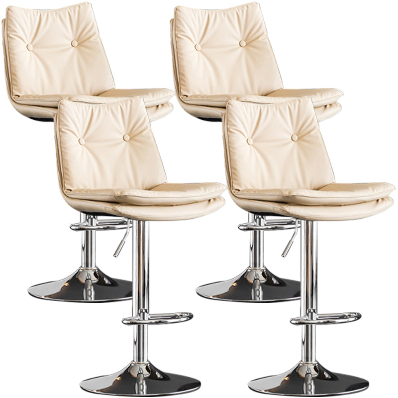 Contemporary Swivel Adjustable Height Barstool Indoor Bar Stool with Low Back White Silver 4 Piece Set Clearhalo 'Bar Furniture' 'Bar Stools' 'bar_stools' 'furn' 'furn_bar_stools' 'furniture_bar_stools' 'Kitchen & Dining Furniture' 'kitchen&dining_furn' 'kitchen' 'kitchen_furn' Furniture' 4571696