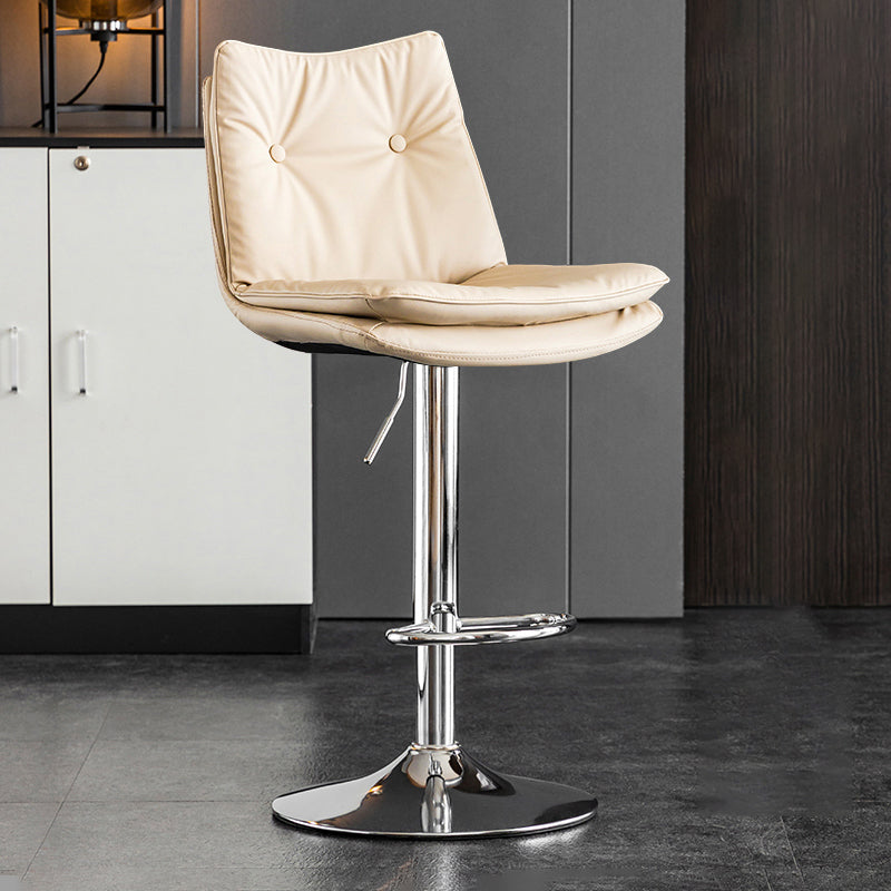 Contemporary Swivel Adjustable Height Barstool Indoor Bar Stool with Low Back White Silver 1 Piece Clearhalo 'Bar Furniture' 'Bar Stools' 'bar_stools' 'furn' 'furn_bar_stools' 'furniture_bar_stools' 'Kitchen & Dining Furniture' 'kitchen&dining_furn' 'kitchen' 'kitchen_furn' Furniture' 4571697