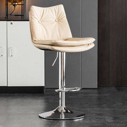 Contemporary Swivel Adjustable Height Barstool Indoor Bar Stool with Low Back White Silver 1 Piece Clearhalo 'Bar Furniture' 'Bar Stools' 'bar_stools' 'furn' 'furn_bar_stools' 'furniture_bar_stools' 'Kitchen & Dining Furniture' 'kitchen&dining_furn' 'kitchen' 'kitchen_furn' Furniture' 4571697