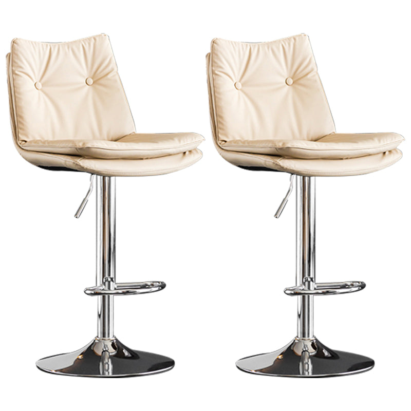 Contemporary Swivel Adjustable Height Barstool Indoor Bar Stool with Low Back White Silver 2 Piece Set Clearhalo 'Bar Furniture' 'Bar Stools' 'bar_stools' 'furn' 'furn_bar_stools' 'furniture_bar_stools' 'Kitchen & Dining Furniture' 'kitchen&dining_furn' 'kitchen' 'kitchen_furn' Furniture' 4571698