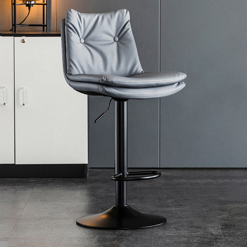 Contemporary Swivel Adjustable Height Barstool Indoor Bar Stool with Low Back Gray-Blue Black 1 Piece Clearhalo 'Bar Furniture' 'Bar Stools' 'bar_stools' 'furn' 'furn_bar_stools' 'furniture_bar_stools' 'Kitchen & Dining Furniture' 'kitchen&dining_furn' 'kitchen' 'kitchen_furn' Furniture' 4571700