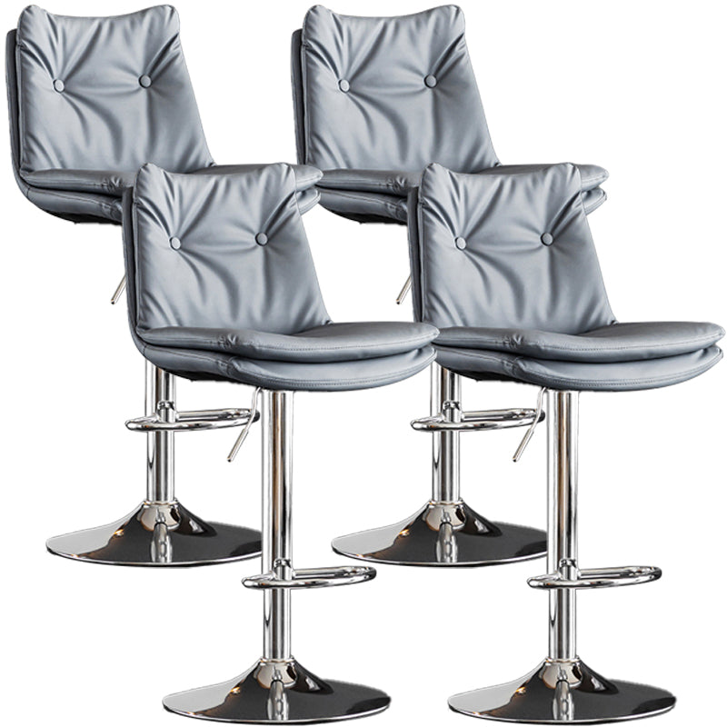 Contemporary Swivel Adjustable Height Barstool Indoor Bar Stool with Low Back Gray-Blue Silver 4 Piece Set Clearhalo 'Bar Furniture' 'Bar Stools' 'bar_stools' 'furn' 'furn_bar_stools' 'furniture_bar_stools' 'Kitchen & Dining Furniture' 'kitchen&dining_furn' 'kitchen' 'kitchen_furn' Furniture' 4571702