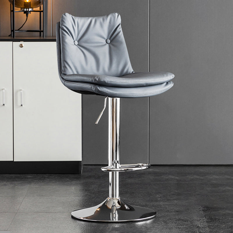 Contemporary Swivel Adjustable Height Barstool Indoor Bar Stool with Low Back Gray-Blue Silver 1 Piece Clearhalo 'Bar Furniture' 'Bar Stools' 'bar_stools' 'furn' 'furn_bar_stools' 'furniture_bar_stools' 'Kitchen & Dining Furniture' 'kitchen&dining_furn' 'kitchen' 'kitchen_furn' Furniture' 4571703