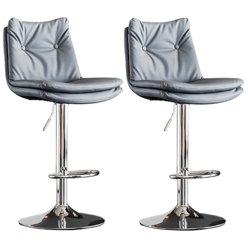 Contemporary Swivel Adjustable Height Barstool Indoor Bar Stool with Low Back Gray-Blue Silver 2 Piece Set Clearhalo 'Bar Furniture' 'Bar Stools' 'bar_stools' 'furn' 'furn_bar_stools' 'furniture_bar_stools' 'Kitchen & Dining Furniture' 'kitchen&dining_furn' 'kitchen' 'kitchen_furn' Furniture' 4571704