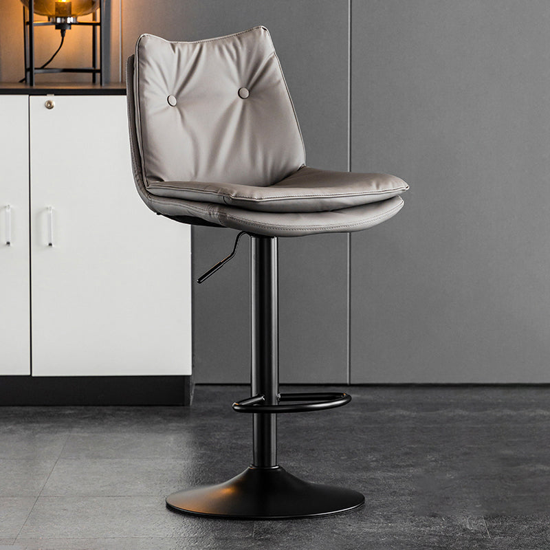 Contemporary Swivel Adjustable Height Barstool Indoor Bar Stool with Low Back Grey Black 1 Piece Clearhalo 'Bar Furniture' 'Bar Stools' 'bar_stools' 'furn' 'furn_bar_stools' 'furniture_bar_stools' 'Kitchen & Dining Furniture' 'kitchen&dining_furn' 'kitchen' 'kitchen_furn' Furniture' 4571706