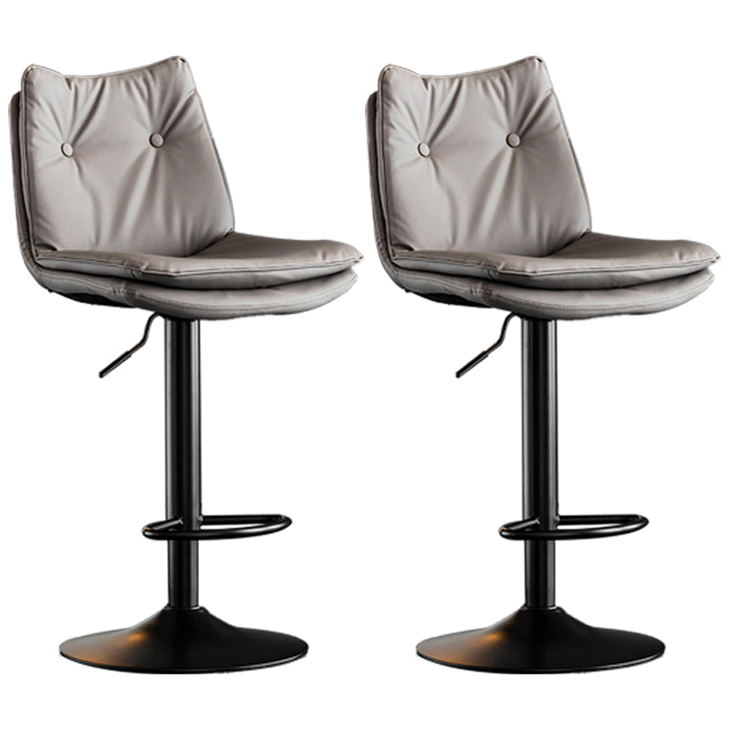 Contemporary Swivel Adjustable Height Barstool Indoor Bar Stool with Low Back Grey Black 2 Piece Set Clearhalo 'Bar Furniture' 'Bar Stools' 'bar_stools' 'furn' 'furn_bar_stools' 'furniture_bar_stools' 'Kitchen & Dining Furniture' 'kitchen&dining_furn' 'kitchen' 'kitchen_furn' Furniture' 4571707
