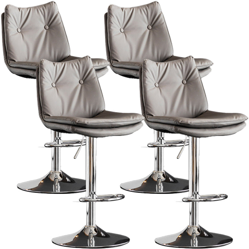 Contemporary Swivel Adjustable Height Barstool Indoor Bar Stool with Low Back Grey Silver 4 Piece Set Clearhalo 'Bar Furniture' 'Bar Stools' 'bar_stools' 'furn' 'furn_bar_stools' 'furniture_bar_stools' 'Kitchen & Dining Furniture' 'kitchen&dining_furn' 'kitchen' 'kitchen_furn' Furniture' 4571708