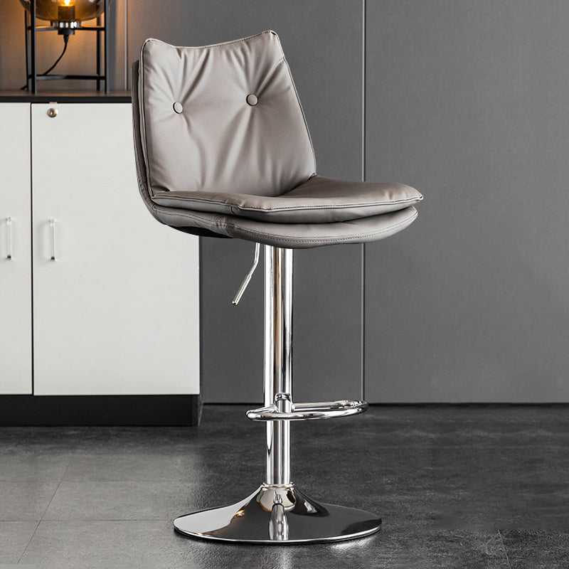 Contemporary Swivel Adjustable Height Barstool Indoor Bar Stool with Low Back Grey Silver 1 Piece Clearhalo 'Bar Furniture' 'Bar Stools' 'bar_stools' 'furn' 'furn_bar_stools' 'furniture_bar_stools' 'Kitchen & Dining Furniture' 'kitchen&dining_furn' 'kitchen' 'kitchen_furn' Furniture' 4571709