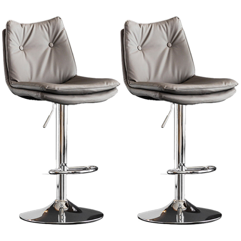 Contemporary Swivel Adjustable Height Barstool Indoor Bar Stool with Low Back Grey Silver 2 Piece Set Clearhalo 'Bar Furniture' 'Bar Stools' 'bar_stools' 'furn' 'furn_bar_stools' 'furniture_bar_stools' 'Kitchen & Dining Furniture' 'kitchen&dining_furn' 'kitchen' 'kitchen_furn' Furniture' 4571710