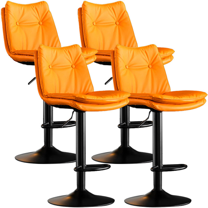 Contemporary Swivel Adjustable Height Barstool Indoor Bar Stool with Low Back Orange Black 4 Piece Set Clearhalo 'Bar Furniture' 'Bar Stools' 'bar_stools' 'furn' 'furn_bar_stools' 'furniture_bar_stools' 'Kitchen & Dining Furniture' 'kitchen&dining_furn' 'kitchen' 'kitchen_furn' Furniture' 4571711