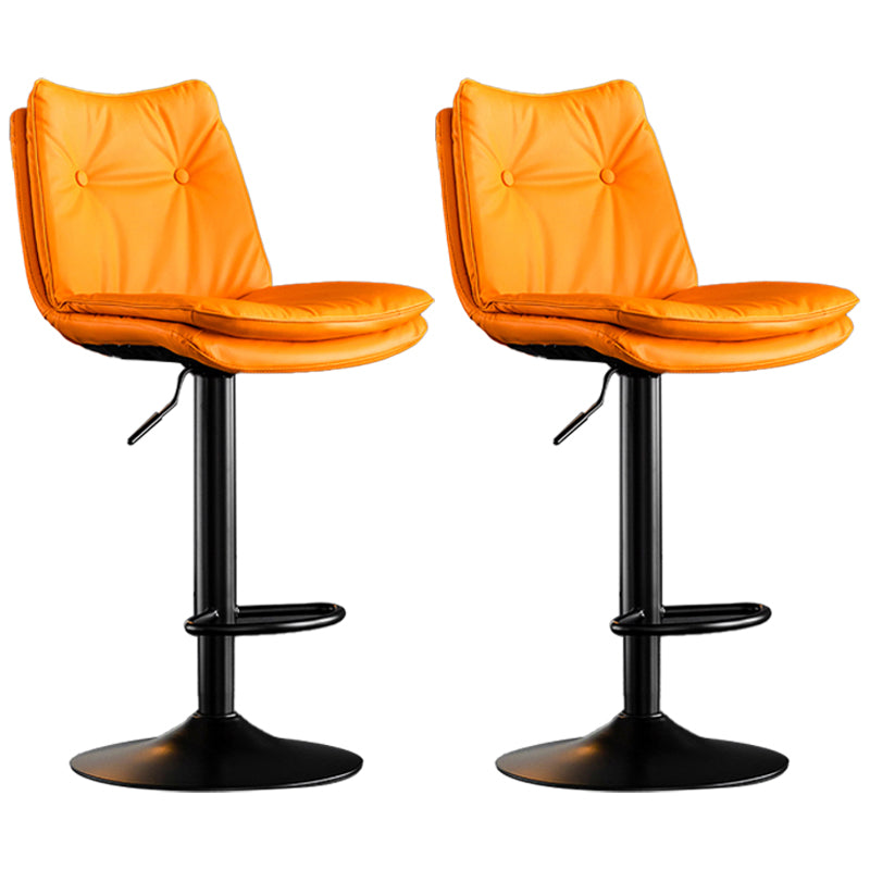 Contemporary Swivel Adjustable Height Barstool Indoor Bar Stool with Low Back Orange Black 2 Piece Set Clearhalo 'Bar Furniture' 'Bar Stools' 'bar_stools' 'furn' 'furn_bar_stools' 'furniture_bar_stools' 'Kitchen & Dining Furniture' 'kitchen&dining_furn' 'kitchen' 'kitchen_furn' Furniture' 4571713