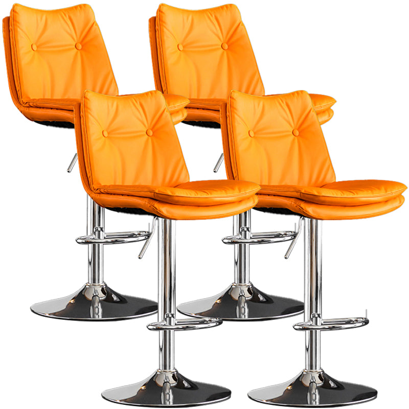 Contemporary Swivel Adjustable Height Barstool Indoor Bar Stool with Low Back Orange Silver 4 Piece Set Clearhalo 'Bar Furniture' 'Bar Stools' 'bar_stools' 'furn' 'furn_bar_stools' 'furniture_bar_stools' 'Kitchen & Dining Furniture' 'kitchen&dining_furn' 'kitchen' 'kitchen_furn' Furniture' 4571714