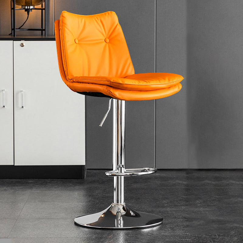 Contemporary Swivel Adjustable Height Barstool Indoor Bar Stool with Low Back Orange Silver 1 Piece Clearhalo 'Bar Furniture' 'Bar Stools' 'bar_stools' 'furn' 'furn_bar_stools' 'furniture_bar_stools' 'Kitchen & Dining Furniture' 'kitchen&dining_furn' 'kitchen' 'kitchen_furn' Furniture' 4571715
