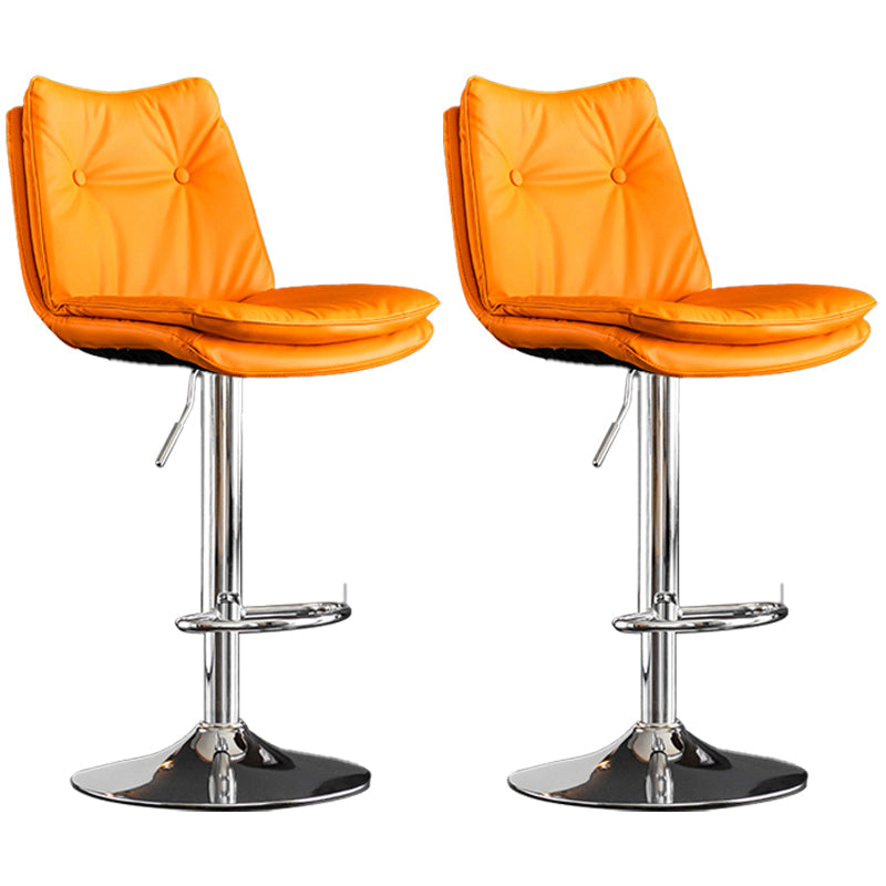Contemporary Swivel Adjustable Height Barstool Indoor Bar Stool with Low Back Orange Silver 2 Piece Set Clearhalo 'Bar Furniture' 'Bar Stools' 'bar_stools' 'furn' 'furn_bar_stools' 'furniture_bar_stools' 'Kitchen & Dining Furniture' 'kitchen&dining_furn' 'kitchen' 'kitchen_furn' Furniture' 4571716