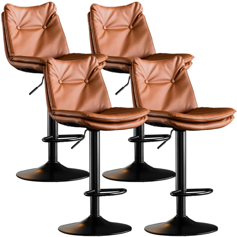 Contemporary Swivel Adjustable Height Barstool Indoor Bar Stool with Low Back Brown Black 4 Piece Set Clearhalo 'Bar Furniture' 'Bar Stools' 'bar_stools' 'furn' 'furn_bar_stools' 'furniture_bar_stools' 'Kitchen & Dining Furniture' 'kitchen&dining_furn' 'kitchen' 'kitchen_furn' Furniture' 4571717