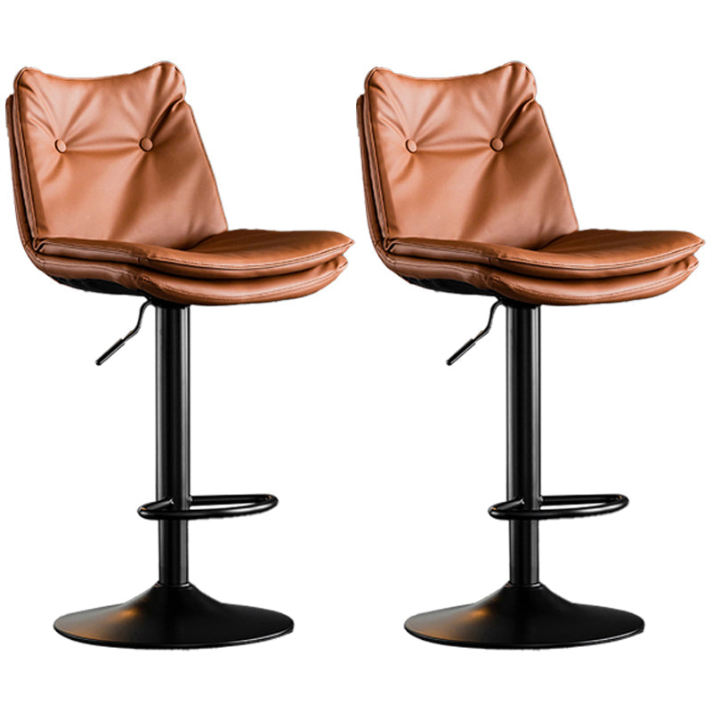 Contemporary Swivel Adjustable Height Barstool Indoor Bar Stool with Low Back Brown Black 2 Piece Set Clearhalo 'Bar Furniture' 'Bar Stools' 'bar_stools' 'furn' 'furn_bar_stools' 'furniture_bar_stools' 'Kitchen & Dining Furniture' 'kitchen&dining_furn' 'kitchen' 'kitchen_furn' Furniture' 4571719