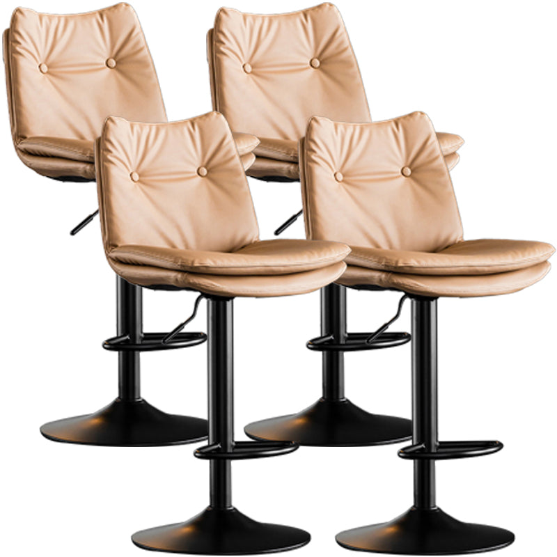 Contemporary Swivel Adjustable Height Barstool Indoor Bar Stool with Low Back Khaki Black 4 Piece Set Clearhalo 'Bar Furniture' 'Bar Stools' 'bar_stools' 'furn' 'furn_bar_stools' 'furniture_bar_stools' 'Kitchen & Dining Furniture' 'kitchen&dining_furn' 'kitchen' 'kitchen_furn' Furniture' 4571723