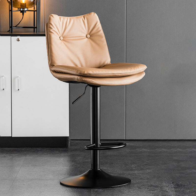 Contemporary Swivel Adjustable Height Barstool Indoor Bar Stool with Low Back Khaki Black 1 Piece Clearhalo 'Bar Furniture' 'Bar Stools' 'bar_stools' 'furn' 'furn_bar_stools' 'furniture_bar_stools' 'Kitchen & Dining Furniture' 'kitchen&dining_furn' 'kitchen' 'kitchen_furn' Furniture' 4571724