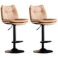 Contemporary Swivel Adjustable Height Barstool Indoor Bar Stool with Low Back Khaki Black 2 Piece Set Clearhalo 'Bar Furniture' 'Bar Stools' 'bar_stools' 'furn' 'furn_bar_stools' 'furniture_bar_stools' 'Kitchen & Dining Furniture' 'kitchen&dining_furn' 'kitchen' 'kitchen_furn' Furniture' 4571725