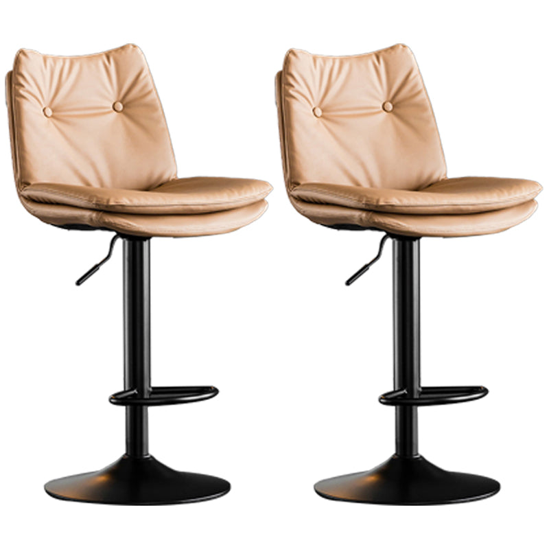 Contemporary Swivel Adjustable Height Barstool Indoor Bar Stool with Low Back Khaki Black 2 Piece Set Clearhalo 'Bar Furniture' 'Bar Stools' 'bar_stools' 'furn' 'furn_bar_stools' 'furniture_bar_stools' 'Kitchen & Dining Furniture' 'kitchen&dining_furn' 'kitchen' 'kitchen_furn' Furniture' 4571725