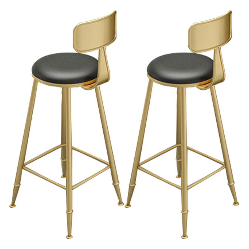 Modern Style Metal Bar Stool with Footrest Bistro Simple Bar Stool Black 2 Piece Set Clearhalo 'Bar Furniture' 'Bar Stools' 'bar_stools' 'furn' 'furn_bar_stools' 'furniture_bar_stools' 'Kitchen & Dining Furniture' 'kitchen&dining_furn' 'kitchen' 'kitchen_furn' Furniture' 4571732